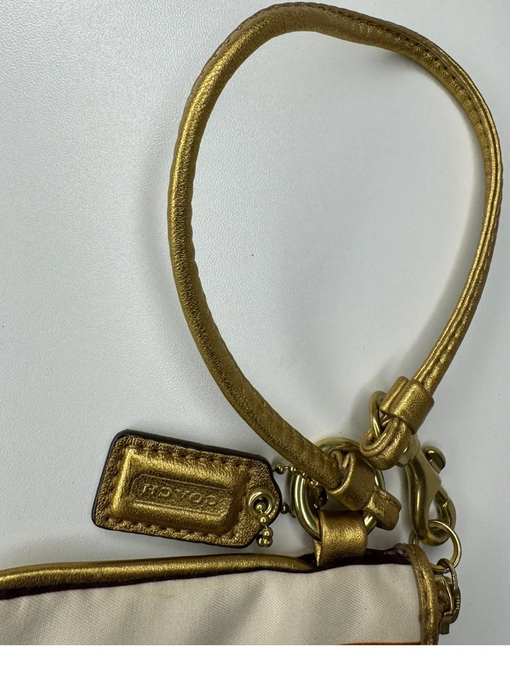 Coach Legacy Stripe 65th Anniversary Satin Wristlet